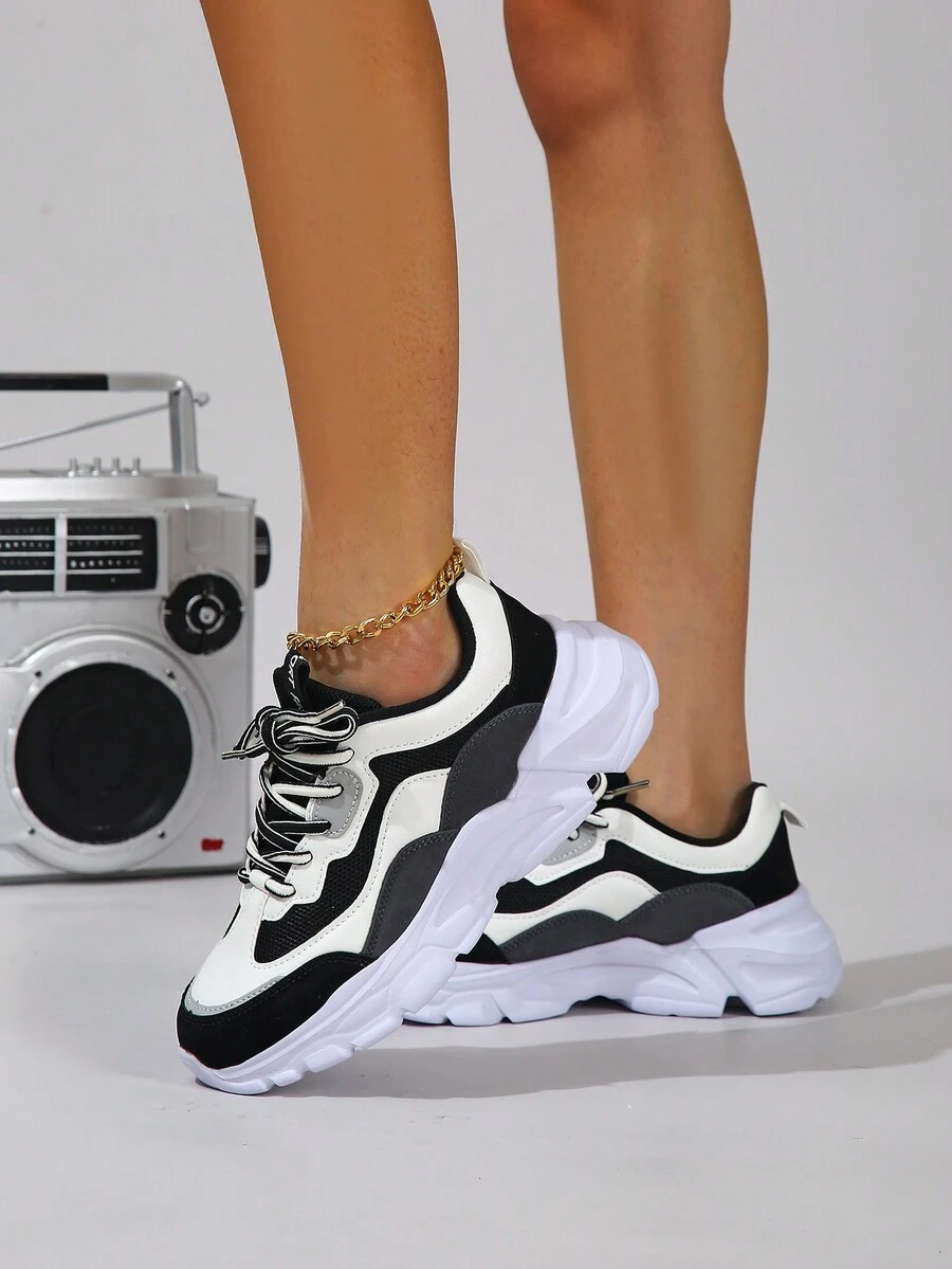 Giày thể thao đế thấp thường ngày cho nữ, Giày thể thao đi bộ thời trang để mặc hàng ngày, Giày thể thao đế thấp buộc dây thường ngày hợp thời trang, Giày thường ngày thời trang cho phụ nữ phù hợp với mọi mùa - màu đen - Xem 1