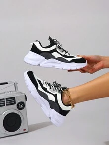 Giày thể thao đế thấp thường ngày cho nữ, Giày thể thao đi bộ thời trang để mặc hàng ngày, Giày thể thao đế thấp buộc dây thường ngày hợp thời trang, Giày thường ngày thời trang cho phụ nữ phù hợp với mọi mùa - màu đen - Xem 2