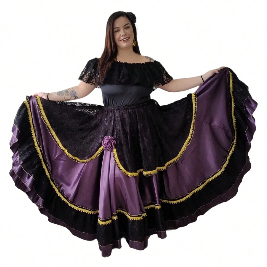 Women Skirts - Đen và tím - Xem 1