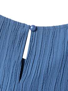 ZANZEA Women Round Neck Long Sleeve Ruffle Hem Belted Kaftan Party Casual Loose Long Dress - 藍色 - 查看 6