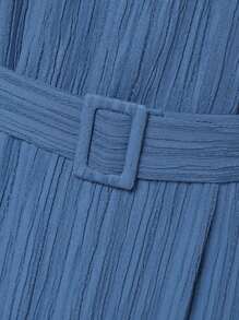 ZANZEA Women Round Neck Long Sleeve Ruffle Hem Belted Kaftan Party Casual Loose Long Dress - 藍色 - 查看 8