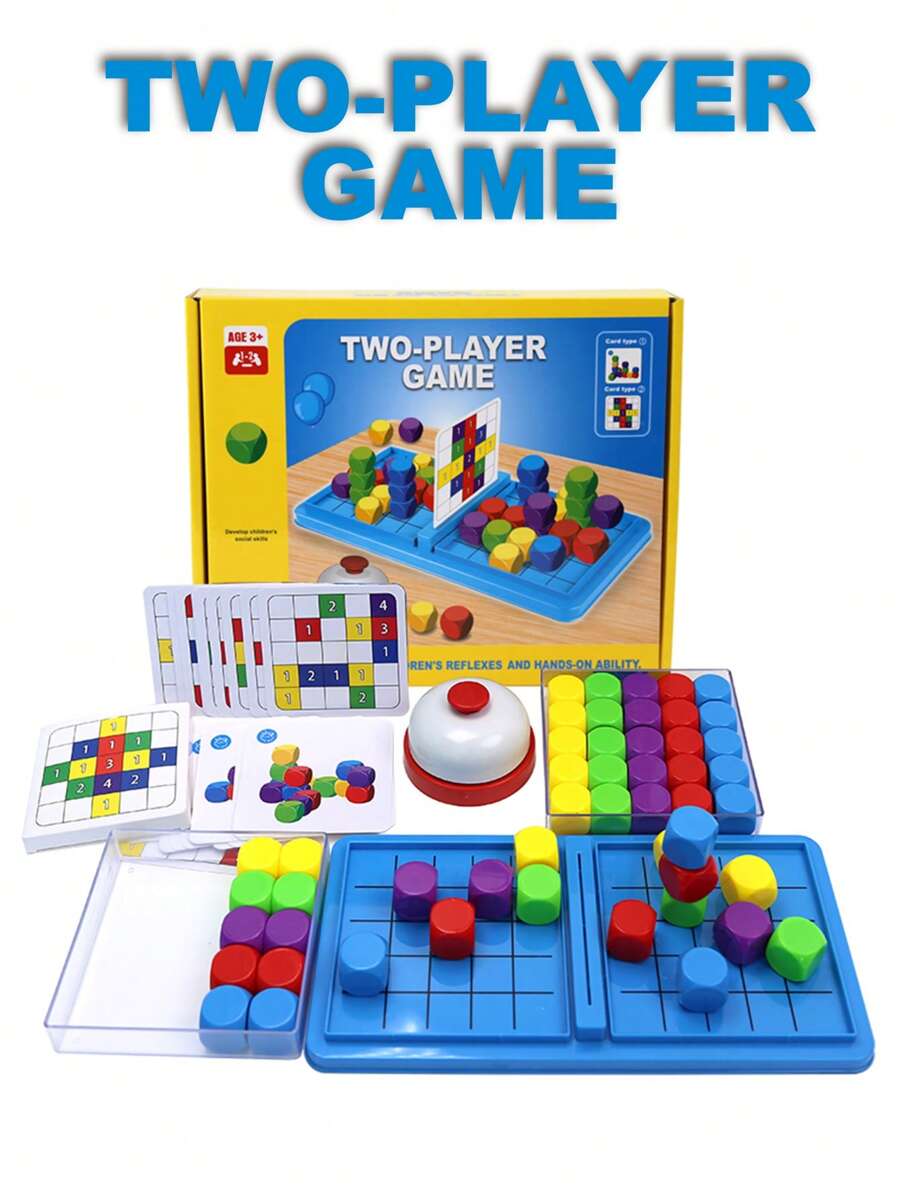 2 人益智游戏立方体，思维训练，空间认知科学早教，桌面游戏玩具，亲子互动卡牌配对游戏，适合万圣节/圣诞节/感恩节的成人派对游戏 - 彩色 - 查看 1