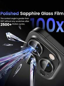 16Pro/16Pro Max Camera Lens Protector, Metal Aluminum Alloy Tempered Glass Camera Screen Protector Accessories, Compatible With Iphone 15Pro/16ProMax 2024 - Black - View 5