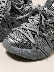 1 Đôi Giày Thể Thao Thời Trang Unisex Cho Trẻ Em Có Đế Mềm Thoáng Khí Lưới, Thoải Mái Và Hợp Thời Trang - Xám - Xem 6