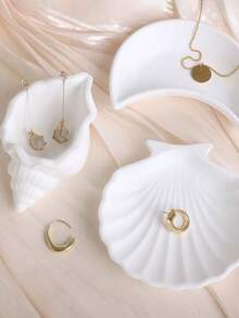 1 件白色贝壳和贝壳月亮形状托盘，适用于摄影道具、珠宝展示、装饰品 - 白色 - 查看 7