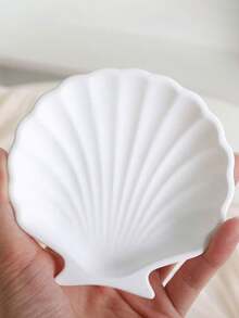 1 件白色贝壳和贝壳月亮形状托盘，适用于摄影道具、珠宝展示、装饰品 - 白色 - 查看 3