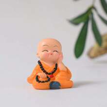 5pcs Cartoon Mini Buddha Bead New Four Unwise Monk Figurines Decor, Silicone Non-Slip Pads, Resin Statuettes, Cute Car Interior Decorations, For Bookshelf, Living Room, Office, Cabinet, Desk, Foyer, Room, Home Decor Best Gifts Birthday Graduation