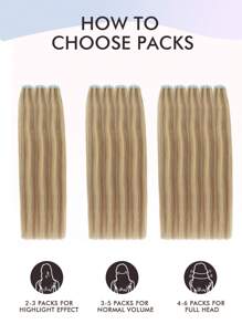 20pcs Tape-In Hair Extensions, 100% Human Hair, Color 18/613, Ash Blonde Highlighted Bleached Blonde, 14-22 Inches, Invisible Tape-In Hair Extensions - S18/613 - View 8
