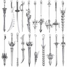 5/10/20 Pcs Estilos Mistos Espadas Faca Encantos Tema Ocidental Encantos de Guerra Longos Marcadores Pingentes Para Fazer Joias - Prata antiga - Ver 12