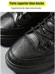Negro botas de tacón alto plana de los hombres,PU superior antideslizante cremallera lateral botas de montar,Round Toe Lace Up Canvas Sneakers,High Top Casual Sneakers