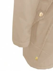 1 Áo khoác trùm đầu lót lông, có khóa kéo, mặc hàng ngày, dành cho nữ, thời trang thu/đông - Màu Khaki - Xem 5