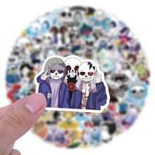 110 piezas de calcomanías de Undertale, calcomanías de PVC de dibujos animados, autoadhesivas, adecuadas para botellas de agua, portátiles, teléfonos móviles, monopatines, decoración de guitarras, con formas asimétricas; el regalo perfecto para Halloween y Navidad - Multicolor - Ver 9