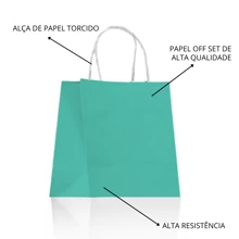 Extra Small Colorful Paper Bag - 16x16x7 - Kit 10 - 薄荷藍 - 查看 3