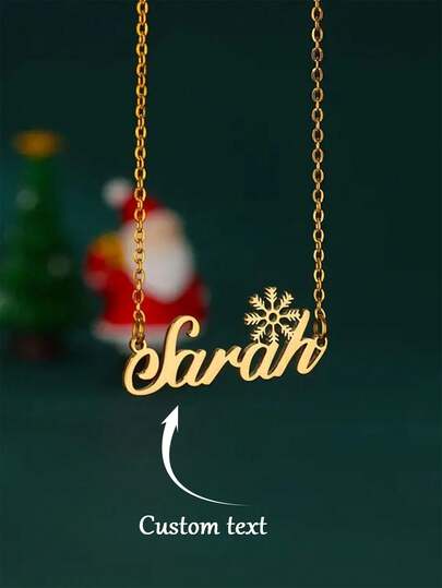 Elegant Customized Name Necklace With Snowflake Pendant Adjustable Stainless Steel Chain Necklace For Women And Men Personalized Nameplate Pendant Necklace, Perfect For Christmas, Thanksgiving And Birthday Gifts