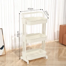 移动存储杰作 - 带手柄的坚固金属实用架、可拆卸储物篮、多功能设计、方便移动、充足的存储空间，适用于厨房、客厅、办公室和更多户外装饰 - 白色 - 查看 2