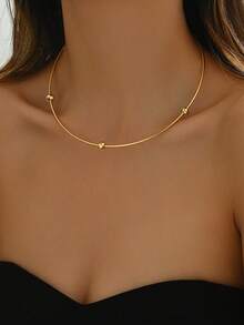 1套个性化极简风格宽领项链和耳环 - 彩色 - 查看 8