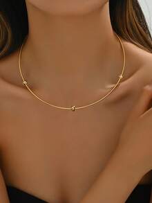 1套个性化极简风格宽领项链和耳环 - 彩色 - 查看 7