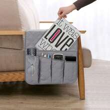 Túi đựng đồ kê tay ghế sofa, túi đựng đồ ghế bành, giá đỡ điều khiển từ xa TV, có thể sử dụng cho giá đỡ điều khiển từ xa ghế ngả, điều khiển TV, điện thoại, báo, tạp chí, kính và nhiều đồ lưu trữ khác - Xám - Xem 3