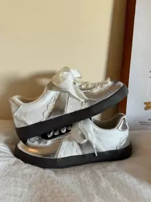 DareSee Women New Mesh Breathable Casual Sneakers Lace-Up Ballet Flat Small White Shoes Music Fest Y2KFest Back To School Autumn Christmas Christmas Winter Christmas Gifts