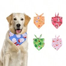 1 chiếc khăn quàng cổ phụ kiện Giáng sinh cho thú cưng, khăn Bandana hình tam giác họa tiết ông già Noel, cây thông Noel và gấu bông, yếm cho chó - màu xanh lá - Xem 1