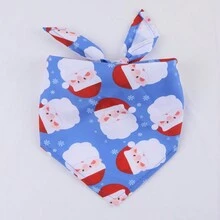 1 chiếc khăn quàng cổ phụ kiện Giáng sinh cho thú cưng, khăn Bandana hình tam giác họa tiết ông già Noel, cây thông Noel và gấu bông, yếm cho chó - màu xanh lá - Xem 2
