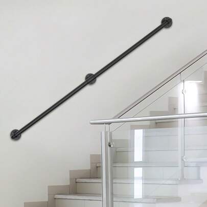 Round Galvanized Wall-Mounted Handrails Iron Pipe 153cm/5ft Handrail Stair Railing