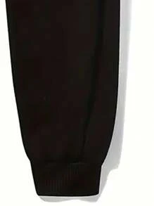 1pc Tween Boys Casual Loose Fit Bear Print Fleece Jogger Pants, Versatile, Spring/Autumn - Black - View 6