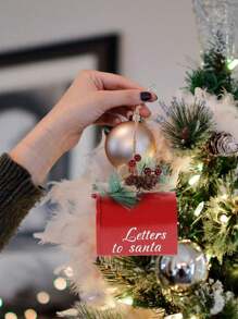 1 件圣诞铁质邮箱装饰，节日金属字母圣诞老人挂饰圣诞树，创意节日礼物装饰，圣诞节 - 紅色 - 查看 4