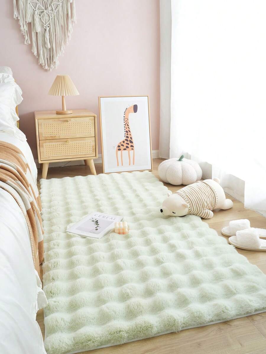 1pc Soft Faux Rabbit Fur Carpet Machine Washable, Comfortable, Anti