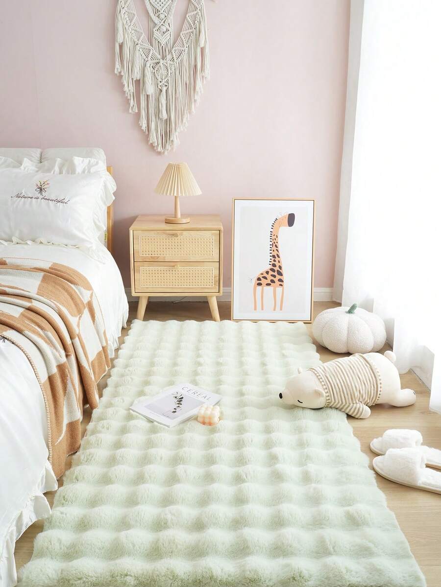 1pc Soft Faux Rabbit Fur Carpet Machine Washable, Comfortable, Anti
