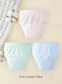 3条装新生儿如厕训练裤，可水洗薄款婴儿学习裤，男女通用布尿布，可重复使用尿布内裤，适合如厕训练、户外活动等，婴儿必备清单