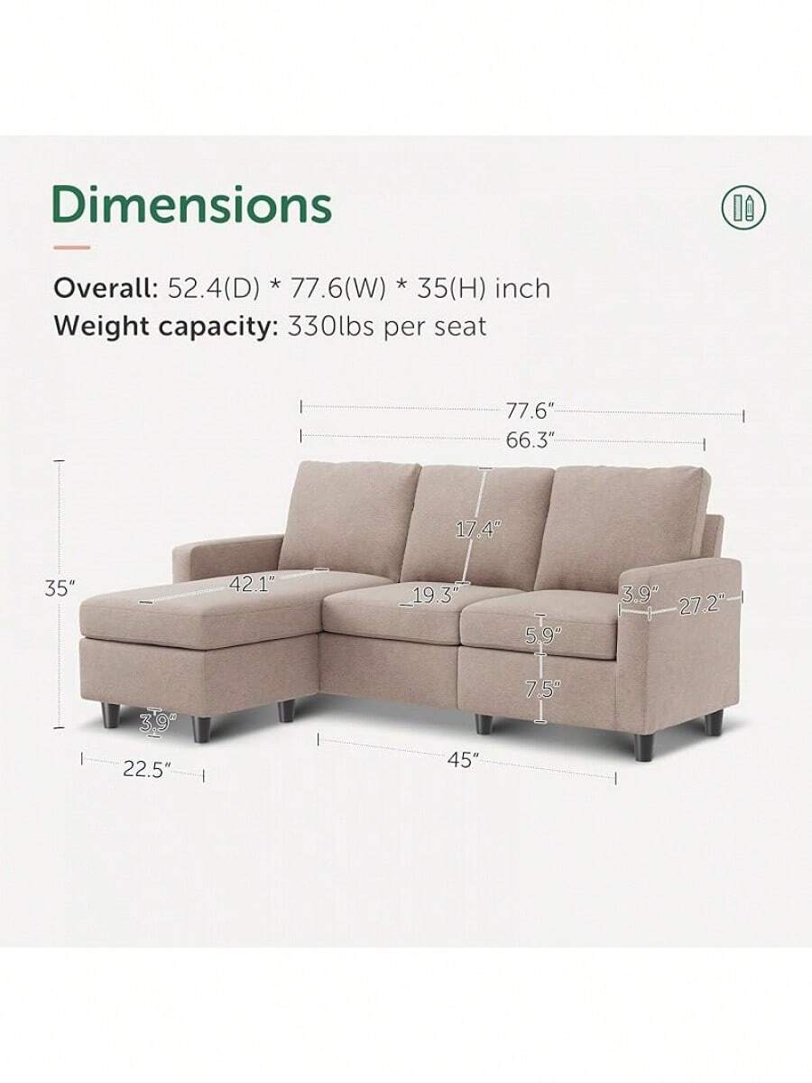 HONBAY Convertible Sectional Sofa, L Shaped Couch With Reversible
