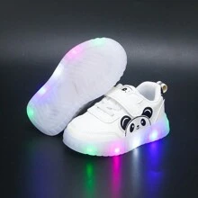 3 pares de zapatos para niños: 1 par de zapatos blancos con negro, 1 par de zapatillas con luces para niños, 1 par de zapatos deportivos para niños, 1 par de zapatos casuales de piel sintética de suela blanda para niños pequeños, 1 par de zapatos cómodos y de moda para niños talla 13-18.3cm para exterior. - Blanco y Negro - Ver 18