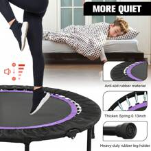 ADVWIN 48" Foldable Mini Trampoline, Indoor Outdoor Fitness Trampoline For Adults Indoor/Garden Workout, Exercise Rebounder With Adjustable Foam Handle, Max Load 440lbs - 紫色 - 查看 6