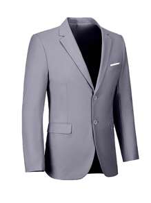 Furuyal 男士浅灰色西装外套，时尚修身款 - 淺灰色 - 查看 6