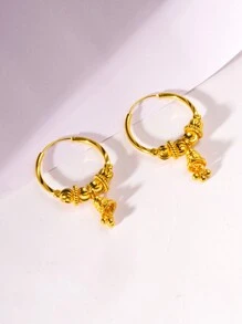 2 件奢华时尚 24K 金圆珍珠耳环，独特设计，送给女朋友、妻子、朋友、节日、生日的礼物，适合日常和场合佩戴