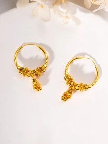 2 件奢华时尚 24K 金圆珍珠耳环，独特设计，送给女朋友、妻子、朋友、节日、生日的礼物，适合日常和场合佩戴