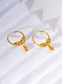 2 件奢华时尚 24K 金圆珍珠耳环，独特设计，送给女朋友、妻子、朋友、节日、生日的礼物，适合日常和场合佩戴