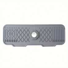 1 szt. Silikonowa mata ochronna na kran - ulepszona konstrukcja nachylenia, łapacz rozprysków z uchwytem na gąbkę do kuchni i łazienki, ochraniacz przed kapaniem wody