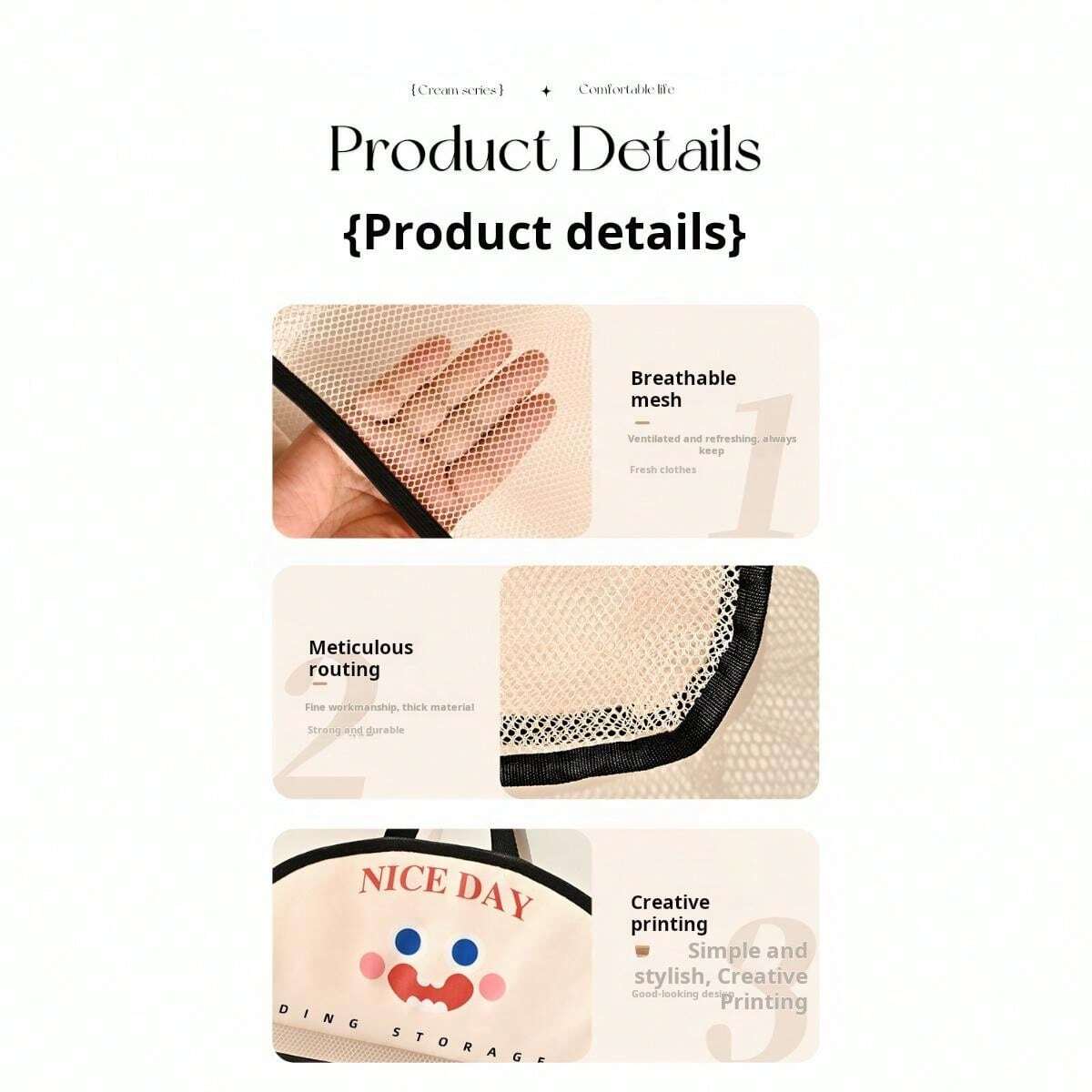 1pc Household Laundry Net Bag, Hanging Storage Net Mesh Bag With Smile