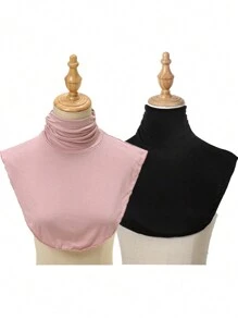 2 件套女士围脖保暖羊毛立领围脖围巾，防风舒适颈部保暖，适合所有季节