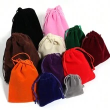 5pcs/10pcs Pack Drawstring Velvet Bags, Earphones, Power Bank, Jewelry Accessories, Jewelry & Cosmetics Packaging Velvet Pouches