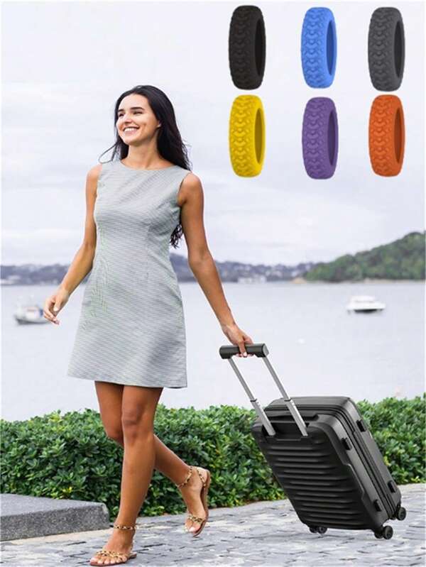 8 Pieces/Set Luggage Box Wheel Protection Cover Small Car Box Silent Wheel Cover Universal Noise Reduction Wheel Cover Travel Essentials Workout School Supplies Holiday Camping Holiday Essentials Vacation Accessories Bag For School School Accessories School Stuff