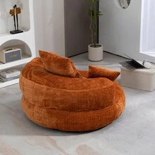COOLMORE Lazy Sofa Durable Comfort Lounger High Back Bean Bag Chair Couch With Three Pillows For Adults And Kids, Indoor & Outdoor,  Single Gaming Sofa Chair For Bedroom,Office (Orange Chenille) - 橘色+雪尼爾+泡沫+1座 - 查看 11