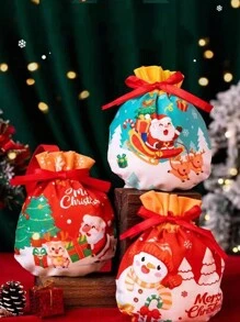 1 pieza Bolsa de regalo de caramelo navideño, bolsa de lona, bolsa de embalaje de regalos navideños, bolsa de regalo de Nochebuena, decoraciones navideñas, decoración navideña, regalos navideños, papel de regalo navideño, suministros para fiestas navideñas, bolsas de regalo navideñas, bolsas navideñas, pegatinas navideñas