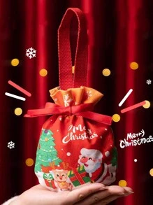 1 pieza Bolsa de regalo de caramelo navideño, bolsa de lona, bolsa de embalaje de regalos navideños, bolsa de regalo de Nochebuena, decoraciones navideñas, decoración navideña, regalos navideños, papel de regalo navideño, suministros para fiestas navideñas, bolsas de regalo navideñas, bolsas navideñas, pegatinas navideñas