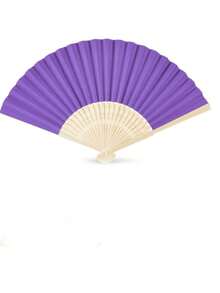 2 Pieces Solid Color Retro Handheld Folding Paper Fan, Simple Portable Bamboo Fan With Foldable Paper Cover. Keep Cool And Fashionable. Perfect For DIY, Perfect For Parties And Kindergarten Activities. - Multicolor - View 11