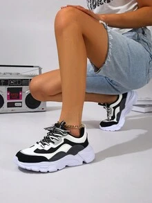 Giày thể thao đế thấp thường ngày cho nữ, Giày thể thao đi bộ thời trang để mặc hàng ngày, Giày thể thao đế thấp buộc dây thường ngày hợp thời trang, Giày thường ngày thời trang cho phụ nữ phù hợp với mọi mùa - màu đen - Xem 5