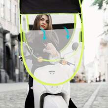 Motorcycle Sun Shade Cover Motorcycle Sun Shade And Rain Cover Universal Motor Scooter Umbrella Fully Enclosed Mobility Sun Shade Waterproof Transparent Scooter Umbrella For Car Bicycle - Green - View 5