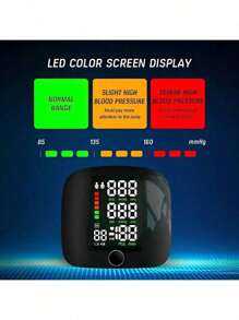 Monitor de presión arterial de muñeca con pantalla LCD de voz en color negro recargable - Negro - Ver 3